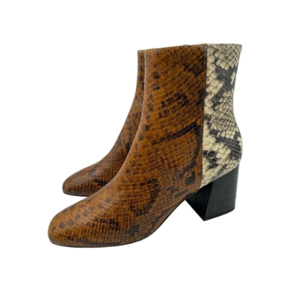 Freda Salvador Snakeskin Ankle Boots - Brown and Black - Picture 6 of 11